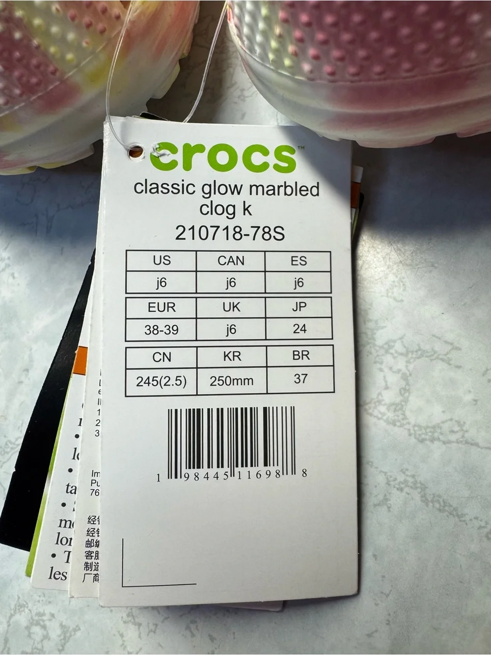 Crocs Classic Glow-In-The -Dark Clogs, Size 6Y/8W